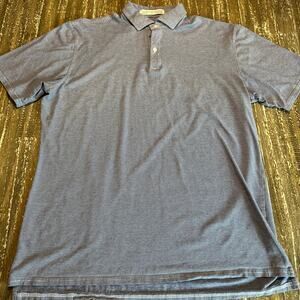 Holderness & Bourne Golf Polo Pima Cotton White Blue Micro Stripe Men’s Size L